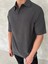 Yakalı Patlı Kısa Kol T-Shirt - Antrasit 3