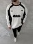 Kışlık Nakış Işlemeli Bisiklet Yaka Parçalı Sweatshirt - Beyaz 2