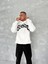 Unisex Üç Iplik Kapşonlu Baskılı Sweatshirt - Beyaz 2