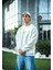 Kışlık Bisiklet Yaka Baskılı Sweatshirt - Beyaz 1