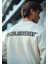 Kışlık Bisiklet Yaka Oversize Baskılı Sweatshirt - Beyaz 1