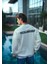 Kışlık Bisiklet Yaka Oversize Baskılı Sweatshirt - Beyaz 3