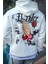 Üç Iplik Penye Kapşonlu Baskılı Sweatshirt - Beyaz 3