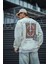 Uzun Kol Bisiklet Yaka Baskılı Sweatshirt - Beyaz 2