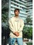 Oversize Bisiklet Yaka Baskılı Sweatshirt - Beyaz 1