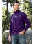 Oversize Yarım Farmuarlı Yakalı Basic Sweatshirt - Mor 2
