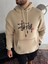 Üç Iplik Kapşonlu Baskılı Sweatshirt - Bej 1