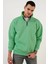 Oversize Yarım Farmuarlı Yakalı Basic Sweatshirt - Yeşil 1