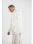 Unisex Double Oversize Kapşonlu Basic Sweatshirt - Beyaz 4