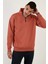 Oversize Yarım Farmuarlı Yakalı Basic Sweatshirt - Gül Kurusu 3