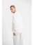Unisex Uzun Kol Bisiklet Yaka Yıkamalı Sweatshirt - Beyaz 3