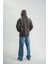 Double Oversize Kapşonlu Şimşek Pano Baskılı Sweatshirt - Füme 4