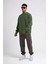 Unisex Biskilet Yaka Üç Iplik Sweatshirt - Haki 3