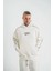 Polızeı Premium Kalite Unisex Kapşonlu Ara Biyeli Sweatshirt - Beyaz 1