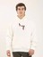 Unisex Baskılı Oversize Üç Iplik Kapüşonlu Sweatshirt - Beyaz 1