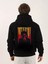 Unisex Baskılı Oversize Üç Iplik Kapüşonlu Sweatshirt - Siyah 2