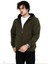 Unisex Tam Fermuarlı Kapşonlu Sweatshirt - Haki 1