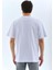 Unisex Oversize Taşlı Bisiklet Yaka T-Shirt - Beyaz 2