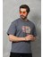 Unisex Bisiklet Yaka Baskılı Oversize T-Shirt - Füme 4