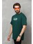 Unisex Bisiklet Yaka Baskılı Oversize T-Shirt - Yeşil 4