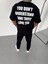 Unisex Bisiklet Yaka Baskılı Oversize T-Shirt - Siyah 3