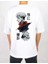 Unisex Bisiklet Yaka Baskılı Oversize T-Shirt - Beyaz 2