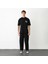 Unisex Bisiklet Yaka Baskılı Oversize T-Shirt - Siyah 1