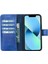 Apple iPhone 13 Pro Max Uyumlu Deri Cüzdanlı Kılıf Okyanus Mavi 4