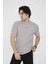 Unisex Bisiklet Yaka Slim Fit T-Shirt- Boyalı Gri 1