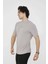 Unisex Bisiklet Yaka Slim Fit T-Shirt- Boyalı Gri 3