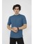 Unisex Bisiklet Yaka Slim Fit T-Shirt- Turkuaz 2