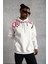 Erkek Ön ve Arka Baskılı Kapüşonlu 3 Iplik Sweatshirt - Beyaz 1