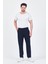 Theseason Erkek Lacivert Pamuklu Keten Görünümlü Beli Bağcıklı Relaxed Fit Yazlık Chino Pantolon 3