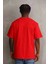 Unisex Baskılı Oversize T-Shirt - Kırmızı 2