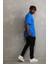 Unisex Baskılı Oversize T-Shirt - Mavi 3