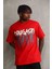 Unisex Baskılı Oversize T-Shirt - Kırmızı 4