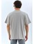 Unisex Oversize Taşlı Bisiklet Yaka T-Shirt - Gri 2