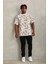 Unisex Oversize Baskılı Bisiklet Yaka T-Shirt - Beyaz 3