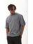 Unisex Oversize Baskılı Bisiklet Yaka T-Shirt - Füme 1
