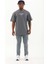 Unisex Oversize Baskılı Bisiklet Yaka T-Shirt - Füme 3