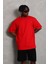 Unisex Oversize Düz Bisiklet Yaka T-Shirt - Kırmızı 3