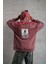Erkek Ön ve Arka Baskılı Kapüşonlu 3 Iplik Sweatshirt - Gül Kurusu 2