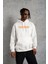 Erkek Armalı Baskılı Kapüşonlu Sweatshirt - Beyaz 2
