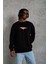 Erkek 3 Iplik Gangster Baskılı Sweatshirt - Siyah 1