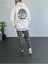 Erkek Baskılı Üç Iplik Kapüşonlu Oversize Sweatshirt - Beyaz 2
