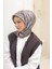 Desenli Shiny Eşarp - 8647 - Koyu Vizon 2