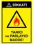 Dikkat! Yanıcı ve Parlayıcı Madde! Uyarı Levhası Etiket 25X35 cm 1