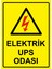 Elektrik Ups Odası Uyarı Levhası Etiket 25X35 cm 1