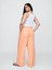 Kadın Turuncu Mid Rise Keten Karışımlı Pull-On Wide-Leg Pantolon 3
