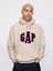 Erkek Krem Vintagesoft Oversize Gap Logo Kapüşonlu Sweatshirt 1